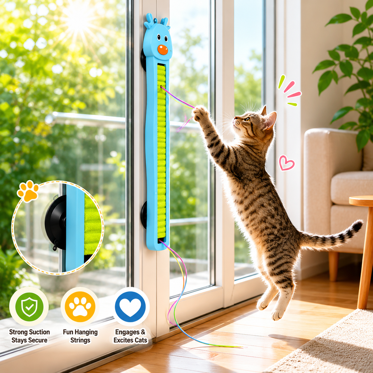 Interactive Automatic Cat Toy with Motorized String Teaser & Scratcher