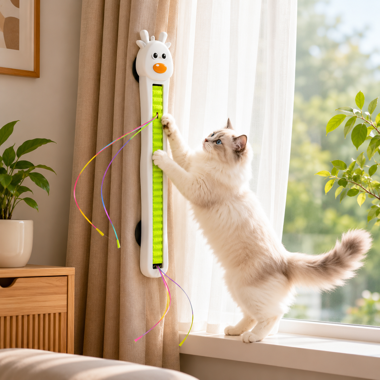 Interactive Automatic Cat Toy with Motorized String Teaser & Scratcher
