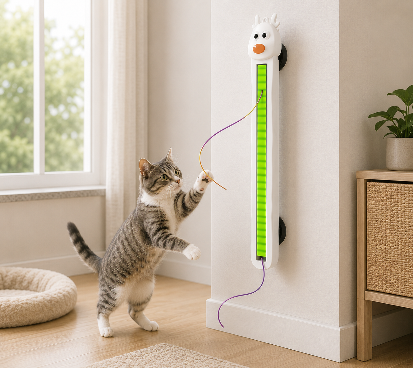 Interactive Automatic Cat Toy with Motorized String Teaser & Scratcher